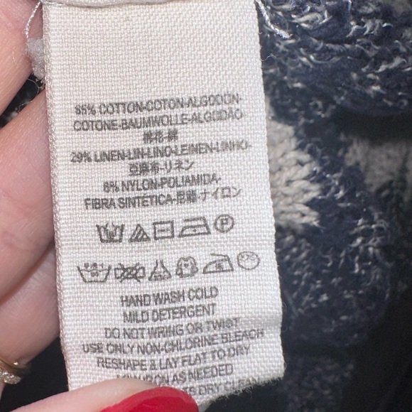 Free People Gray and Blue Striped Linen Blend Long Open Front Cardigan XS - Picture 5 of 6